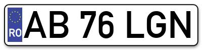 Placuta inmatriculare numar auto  AB-76-LGN, AB 76 LGN, AB76LGN