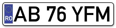 Placuta inmatriculare numar auto  AB-76-YFM, AB 76 YFM, AB76YFM