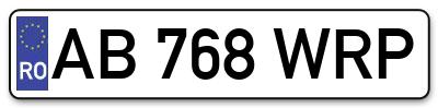 Placuta inmatriculare numar auto  AB-768-WRP, AB 768 WRP, AB768WRP