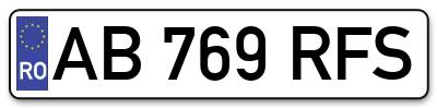 Placuta inmatriculare numar auto  AB-769-RFS, AB 769 RFS, AB769RFS
