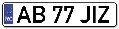 Placuta inmatriculare numar auto  AB-77-JIZ, AB 77 JIZ, AB77JIZ