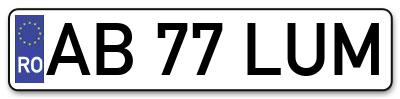 Placuta inmatriculare numar auto  AB-77-LUM, AB 77 LUM, AB77LUM