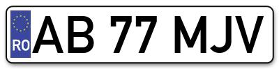 Placuta inmatriculare numar auto  AB-77-MJV, AB 77 MJV, AB77MJV