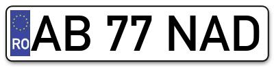 Placuta inmatriculare numar auto  AB-77-NAD, AB 77 NAD, AB77NAD