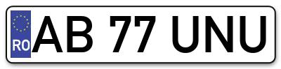 Placuta inmatriculare numar auto  AB-77-UNU, AB 77 UNU, AB77UNU