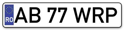 Placuta inmatriculare numar auto  AB-77-WRP, AB 77 WRP, AB77WRP