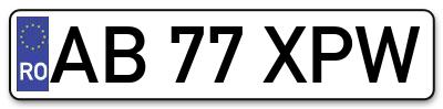 Placuta inmatriculare numar auto  AB-77-XPW, AB 77 XPW, AB77XPW