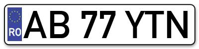 Placuta inmatriculare numar auto  AB-77-YTN, AB 77 YTN, AB77YTN