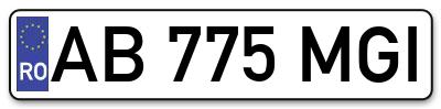 Placuta inmatriculare numar auto  AB-775-MGI, AB 775 MGI, AB775MGI