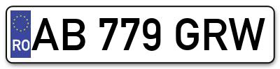 Placuta inmatriculare numar auto  AB-779-GRW, AB 779 GRW, AB779GRW