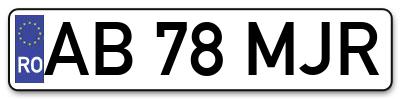 Placuta inmatriculare numar auto  AB-78-MJR, AB 78 MJR, AB78MJR