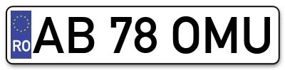 Placuta inmatriculare numar auto  AB-78-OMU, AB 78 OMU, AB78OMU