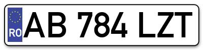Placuta inmatriculare numar auto  AB-784-LZT, AB 784 LZT, AB784LZT
