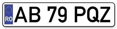 Placuta inmatriculare numar auto  AB-79-PQZ, AB 79 PQZ, AB79PQZ