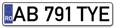 Placuta inmatriculare numar auto  AB-791-TYE, AB 791 TYE, AB791TYE