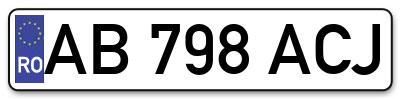 Placuta inmatriculare numar auto  AB-798-ACJ, AB 798 ACJ, AB798ACJ