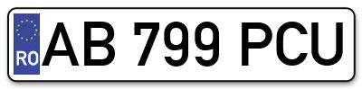 Placuta inmatriculare numar auto  AB-799-PCU, AB 799 PCU, AB799PCU