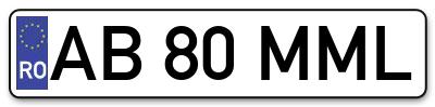 Placuta inmatriculare numar auto  AB-80-MML, AB 80 MML, AB80MML