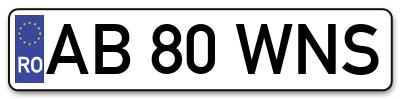 Placuta inmatriculare numar auto  AB-80-WNS, AB 80 WNS, AB80WNS