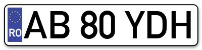 Placuta inmatriculare numar auto  AB-80-YDH, AB 80 YDH, AB80YDH