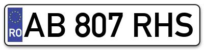 Placuta inmatriculare numar auto  AB-807-RHS, AB 807 RHS, AB807RHS
