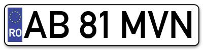 Placuta inmatriculare numar auto  AB-81-MVN, AB 81 MVN, AB81MVN