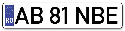 Placuta inmatriculare numar auto  AB-81-NBE, AB 81 NBE, AB81NBE