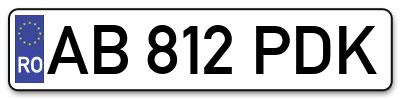 Placuta inmatriculare numar auto  AB-812-PDK, AB 812 PDK, AB812PDK