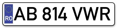 Placuta inmatriculare numar auto  AB-814-VWR, AB 814 VWR, AB814VWR