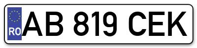Placuta inmatriculare numar auto  AB-819-CEK, AB 819 CEK, AB819CEK