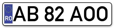 Placuta inmatriculare numar auto  AB-82-AOO, AB 82 AOO, AB82AOO