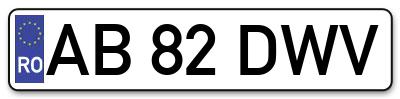 Placuta inmatriculare numar auto  AB-82-DWV, AB 82 DWV, AB82DWV