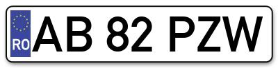 Placuta inmatriculare numar auto  AB-82-PZW, AB 82 PZW, AB82PZW
