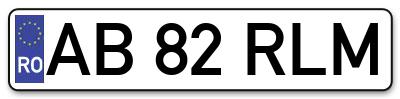 Placuta inmatriculare numar auto  AB-82-RLM, AB 82 RLM, AB82RLM
