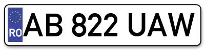Placuta inmatriculare numar auto  AB-822-UAW, AB 822 UAW, AB822UAW