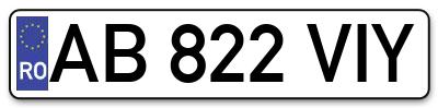 Placuta inmatriculare numar auto  AB-822-VIY, AB 822 VIY, AB822VIY