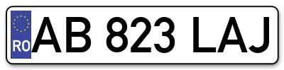 Placuta inmatriculare numar auto  AB-823-LAJ, AB 823 LAJ, AB823LAJ