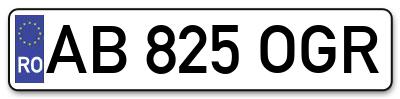 Placuta inmatriculare numar auto  AB-825-OGR, AB 825 OGR, AB825OGR