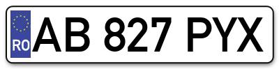 Placuta inmatriculare numar auto  AB-827-PYX, AB 827 PYX, AB827PYX