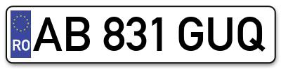 Placuta inmatriculare numar auto  AB-831-GUQ, AB 831 GUQ, AB831GUQ