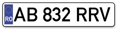 Placuta inmatriculare numar auto  AB-832-RRV, AB 832 RRV, AB832RRV