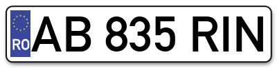 Placuta inmatriculare numar auto  AB-835-RIN, AB 835 RIN, AB835RIN