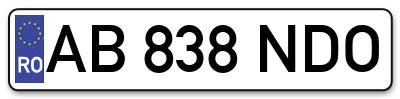 Placuta inmatriculare numar auto  AB-838-NDO, AB 838 NDO, AB838NDO