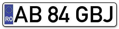 Placuta inmatriculare numar auto  AB-84-GBJ, AB 84 GBJ, AB84GBJ