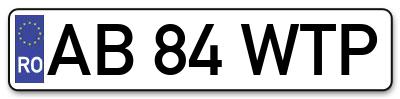 Placuta inmatriculare numar auto  AB-84-WTP, AB 84 WTP, AB84WTP