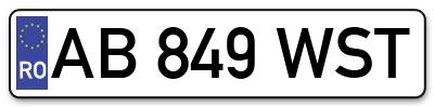 Placuta inmatriculare numar auto  AB-849-WST, AB 849 WST, AB849WST