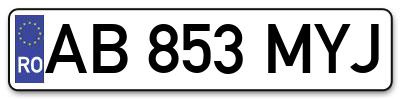 Placuta inmatriculare numar auto  AB-853-MYJ, AB 853 MYJ, AB853MYJ