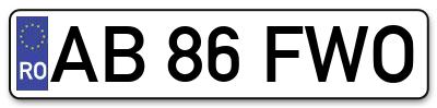 Placuta inmatriculare numar auto  AB-86-FWO, AB 86 FWO, AB86FWO