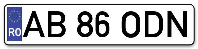 Placuta inmatriculare numar auto  AB-86-ODN, AB 86 ODN, AB86ODN