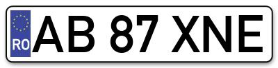 Placuta inmatriculare numar auto  AB-87-XNE, AB 87 XNE, AB87XNE